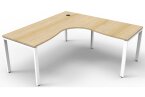 Deluxe Infinity 1 Person Corner Workstation - 1500x1500 - Natural Oak Top - White Frame