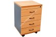 Mobile drawer unit from the Rapid Worker Range, locking, with 4x personal drawers, in Beech over Ironstone.