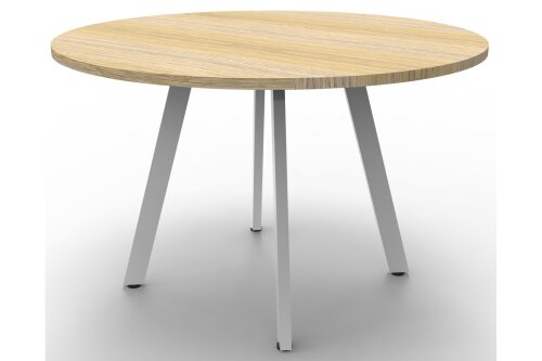 Eternity round meeting table with oak top and white frame