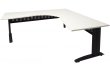 rapid span leg corner desk, with a 25 mm thick top in warm white melamine, over a black metal frame, size 1800 x 1800 x 700