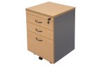 Mobile drawer unit from the Rapid Worker Range, locking, with 2x personal drawers & 1x file drawer, in Beech over Ironstone.