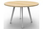 Eternity round meeting table with oak top and white frame