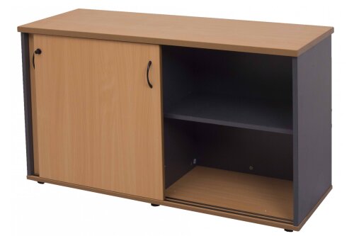 Office credenza storage unit from the rapid worker range in beech and ironstone