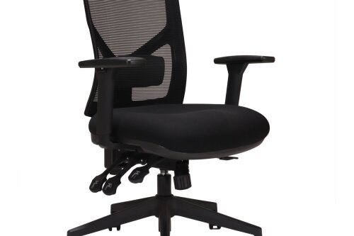Breeze Mesh Back Ergonomic Office Chair With Arms - Black Fabric Base - Black Mesh Back