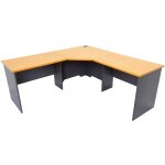 Corner office desk from the Rapid Worker range in beech and ironstone finish