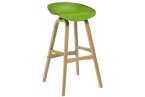 Virgo bar stool with green seat and oak timber frame
