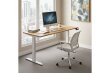 Boost Crank sit stand straight desk in a 1200x750 Oak and White finish, height-adjustable and set up in a modern home office environment.