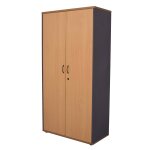 Office stationery storage cabinet from the rapid worker range in beech and ironstone