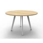Eternity round meeting table with oak top and white frame