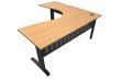 rapid span leg corner desk, with a 25 mm thick top in beech melamine, over a black metal frame, size 1800 x 1800 x 700