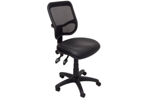 EM300 fully ergonomic operator chair with the base upholstered in black pu leather