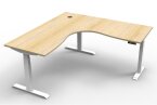 Boost+ Electric Height Adjustable Corner Desk - 1500x1500 - Natural Oak Top - White Frame