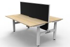 Boost+ Electric Height Adjustable 2 Person Desk - 1200x750 Per Person - Natural Oak Top - White Frame - Black Fabric Screen