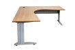 rapid span leg corner desk with a 25 mm thick beech melamine top, over a precious silver metal frame, size 1800 x 1800 x 700.