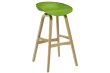 Virgo bar stool with green seat and oak timber frame