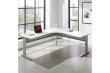 Rapid Span corner office desk in a 1800x1800x700 White and Silver finish, set up in a modern office environment.