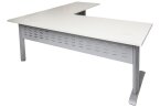 Rapid Span L Shaped Corner Desk - 1800x1800 - Natural White Top - Silver Frame